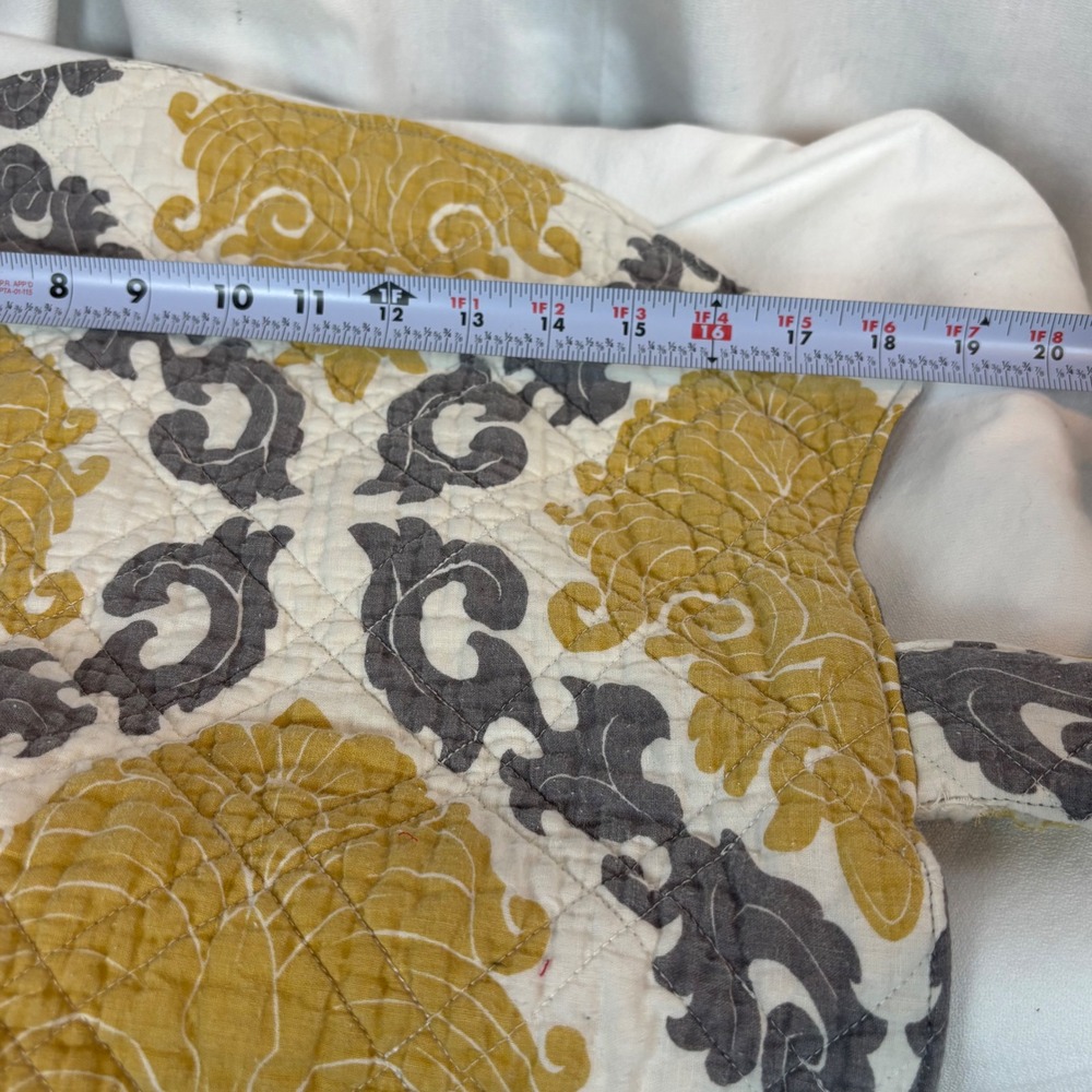 Quilted Dog Coat Yellow Grey Damask Floral Pet Jacket Medium Large - Picture 4 of 6